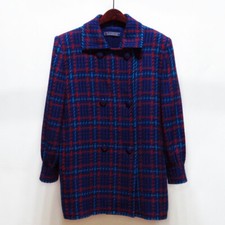 Unique Vtg GIVENCHY Wool Checkered Double Blazer Jacket womens L/XL sz UNUSED