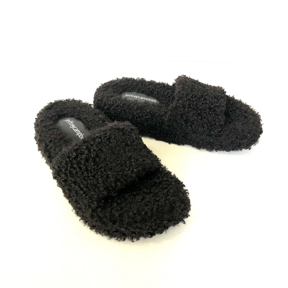 JEFFREY CAMPBELL Mujer Negro Imitación Piel Slide Zapatillas Talla 5.5 Nuevas Foto 3 de 4