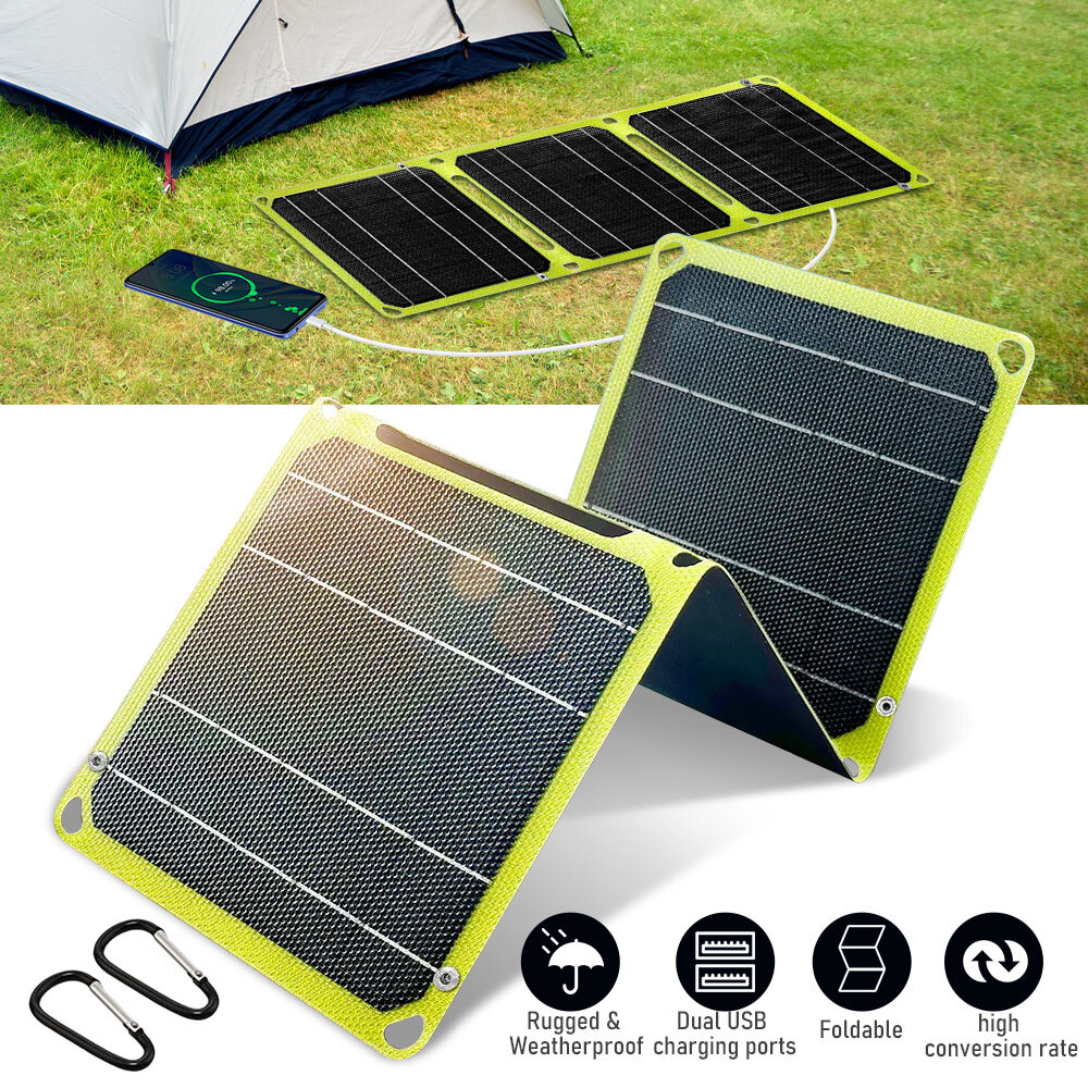 50W Foldable Solar Panel Power Bank for Camping Outdoor US Battery Charger-image