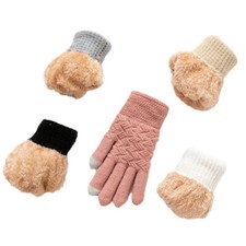 Women Touch Screen Gloves Knitted Anti-freeze Gloves Warm Thickened Hand Cover