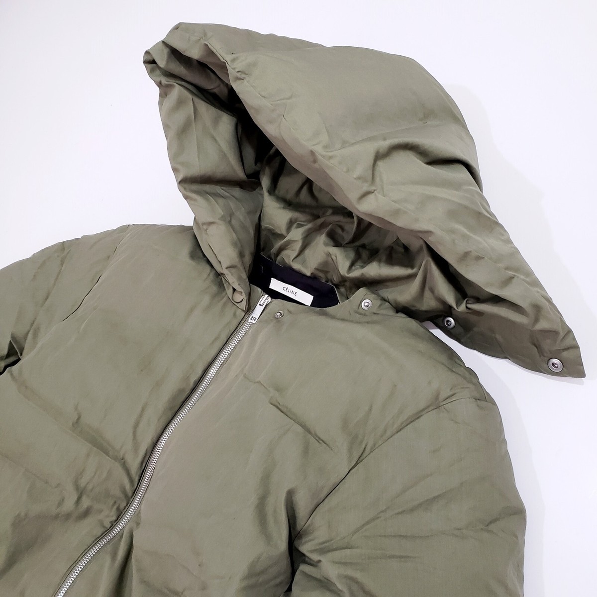 CELINE PHOEBE PHILO Down Coat Puffer Parka Cotton Silk
