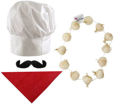 KOCHMÜTZE SCHNURRBART BANDANA KNOBLAUCH KOCH KOSTÜM ZUBEHÖR AUSWÄHLEN