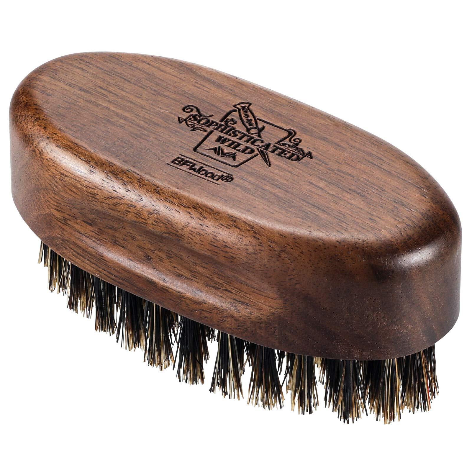 Small Travel Beard Brush - Natural Boar Bristles with Black Walnut Wood
