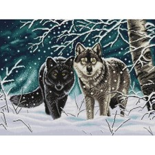 Bead Embroidery Kit Wolves DIY Craft Printed Canvas nik-1475
