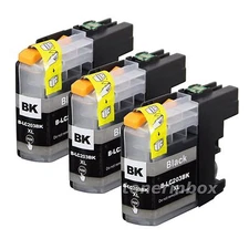 3pk LC203 LC-203 XL Black Ink Cartridge For Brother MFC-J680DW MFC-J880DW J885DW