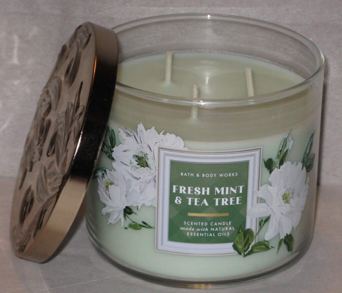 NEW Bath & Body Works 3 Wick Scented Candle FRESH MINT & TEA TREE