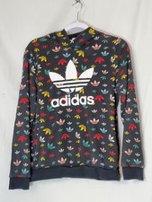 ADIDAS Hoodie Sweatshirt All Over Trefoil Logo Graphic YOUTH L Large Pockets