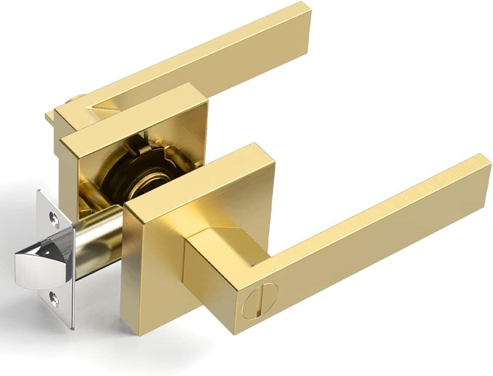 1 Pack Privacy Door Handle Gold Satin Brass Door Handles Heavy Duty Door Leve...