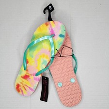 New Womens NOBO No Boundaries Single Flip Flops Tie Dye Summer Beach Pool Size 9