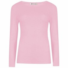 LADIES PLAIN TSHIRT WOMANS LONG SLEEVE SCOOP NECK T SHIRT TOP PLUS SIZE UK 8-26
