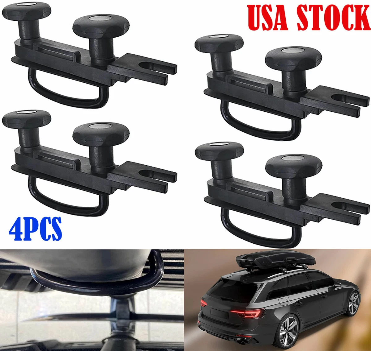 4x Universal Roof Box U-Bolt Clamps Cargo Carrier Roof Rack Bracket Van  Mounting