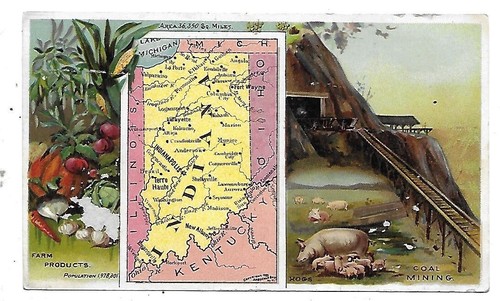 1889 Arbuckle's Ariosa Coffee Victorian Trade Card No 90 Indiana Hog Coal Mine