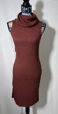 Polly & Esther Ribbed Bodycon Dress (sz L) Reddish Orange W/Black Speckles (432)