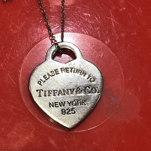 Vintage Tiffany & Co Sterling Silver Large Heart Necklace Original