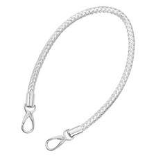 60cm Short Leather PU Braided Purse Replacement Handle - Silver, Silver