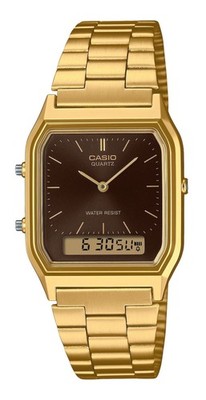 Casio Vintage Analog Digital Gold Tone Stainless Steel AQ-230GA-5A Unisex Watch