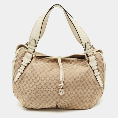 Celine Bittersweet Beige Off White Macadam Print Canvas and Croc Embossed