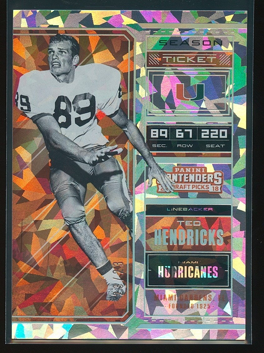 Ted Hendricks 2018 Panini Contenders Draft Picks Season Ticket Cracked Ice /23