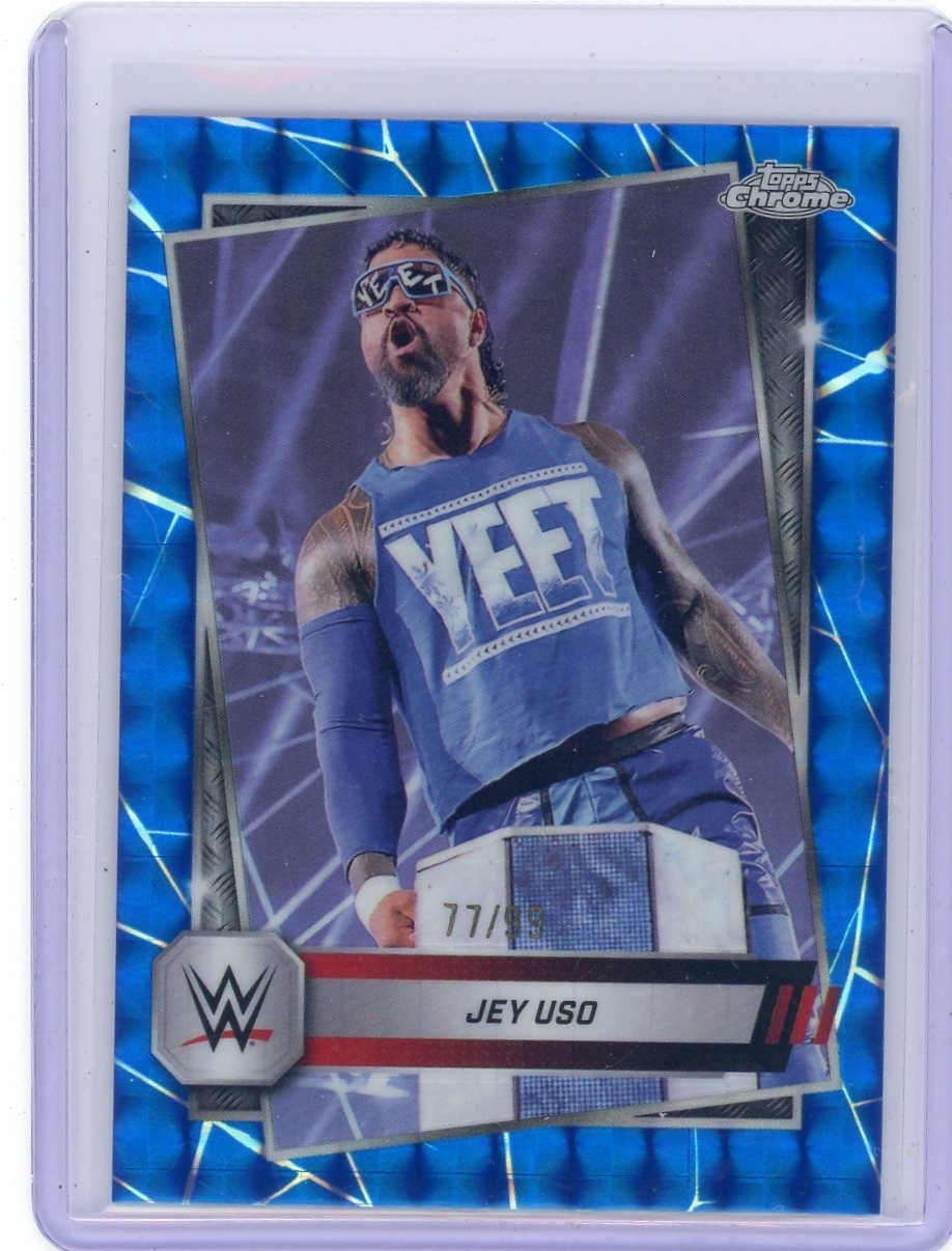 2025 Topps Chrome WWE JEY USO Blue Geometric 77/99 #106