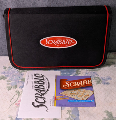 Scrabble Folio Edition Travel Board Game Case Snap-In Tiles Parker Brothers 2009