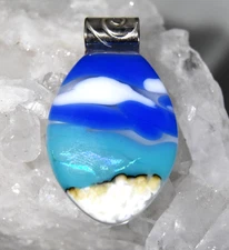 Handcrafted Dichroic Fused Glass THE BEACH Pendant