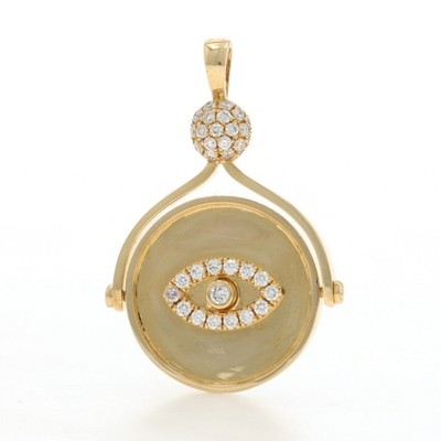 Yellow Gold Diamond Eye Spinner Pendant - 18k Rd .24ctw All-Seeing Eye Moves