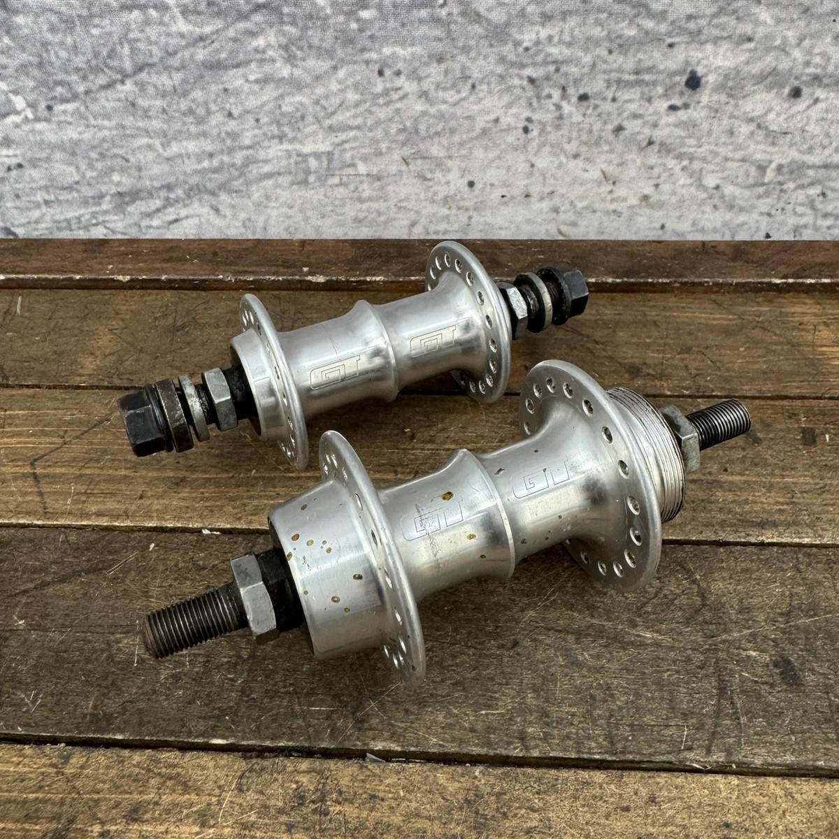 Vintage GT BMX Mohawk Hub Set 36H Nutted Silver Alloy 90s