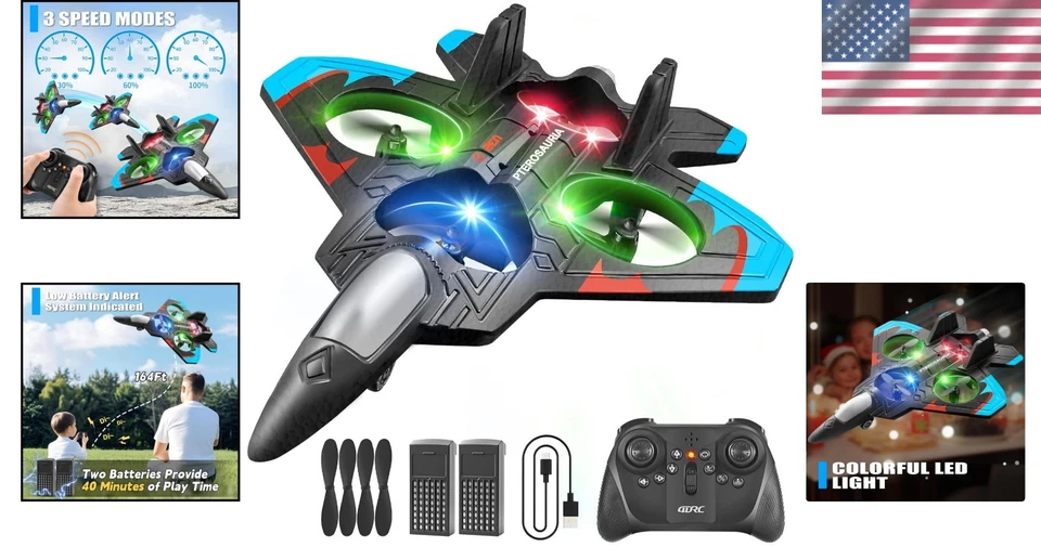 LED 360° Flip Remote Control Airplane - Stunt Fighter Jet for Kids & Adults - Image 2 of 4