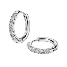 316L Surgical Stainless Steel Huggie Hoop Earrings for Women Men - 10G 12mm Silv