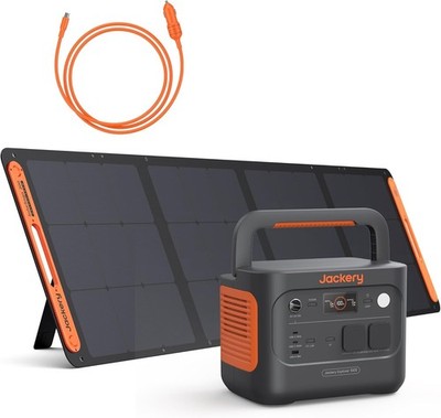 Jackery E1000 v2 Powerstation mit 200W Solarpanel 1070Wh Akku mit Kfz Ladekabel