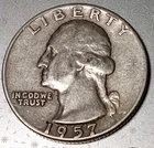 1957 P  Washington Quarter - 90% Silver, 69-Year-Old Coin