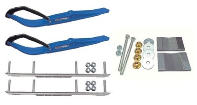 C&A Pro Blue Razor Snowmobile Skis w/ 6'' Shaper Bars Complete Kit Yamaha Old