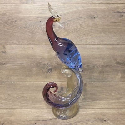 Mid Century Alfredo Barbini Murano Glass Bird of Paradise 16'' Sculpture Figurine