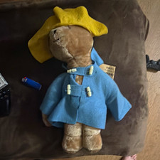 Eden Toys Paddington Bear 12" Plush w/ Blue Coat Yellow Hat Vintage 1975
