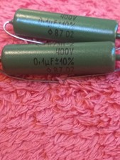 2x  Capacitor 0.1uF 100nF 10% 400V Polypropylene Axial Metal Film East made free