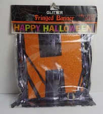 Amscan Glitter Large Fringed Banner Happy Halloween 11.5 Feet Orange Panels