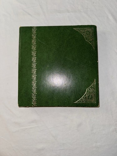 Photo Album Green Vintage Gold Accent Split Pages 7.5 In X 8 Multi Vision Horn - Picture 2 of 18