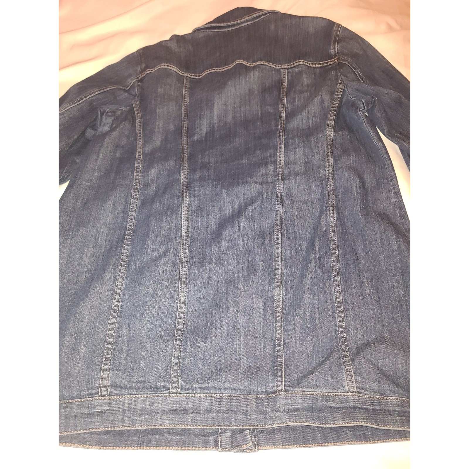 Chicos Long Denim Jacket Button Front Stretch Med… - image 14