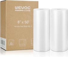 Wevac Vacuum Sealer Bags 8x50 Rolls 2 pack for 8 x 50' 2 pack, Clear 