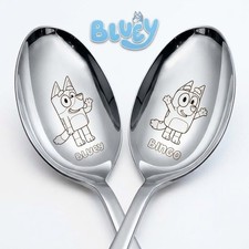 KIT de couverts BLUEY BINGO Lot 2 cuillères enfant bébé Haute qualité Inox NEUF
