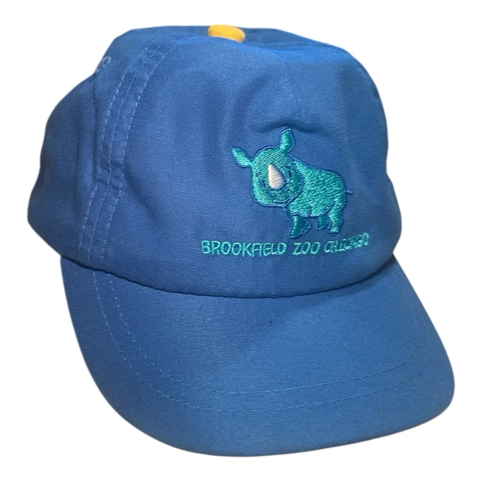 Sombrero Brookfield Zoo Chicago Niño Pequeño Azul Rinoceronte Bordado Gorra Ajustable Recuerdo Foto 2 de 4