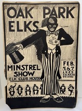Original Antique Minstrel Show Poster Oak Park Elks Lodge 1925 20.25” X 14” Look