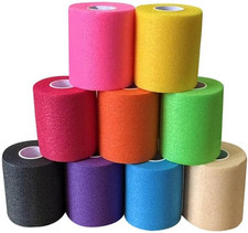 9 Pack Pre Wrap Athletic Tape 2.75 Inch x 12 Yards Multi Color Foam Underwrap Ta