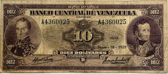 VENEZUELA - 10 Bolivares - June 18, 1959 - Pick-31d - FREE USA Shipping!