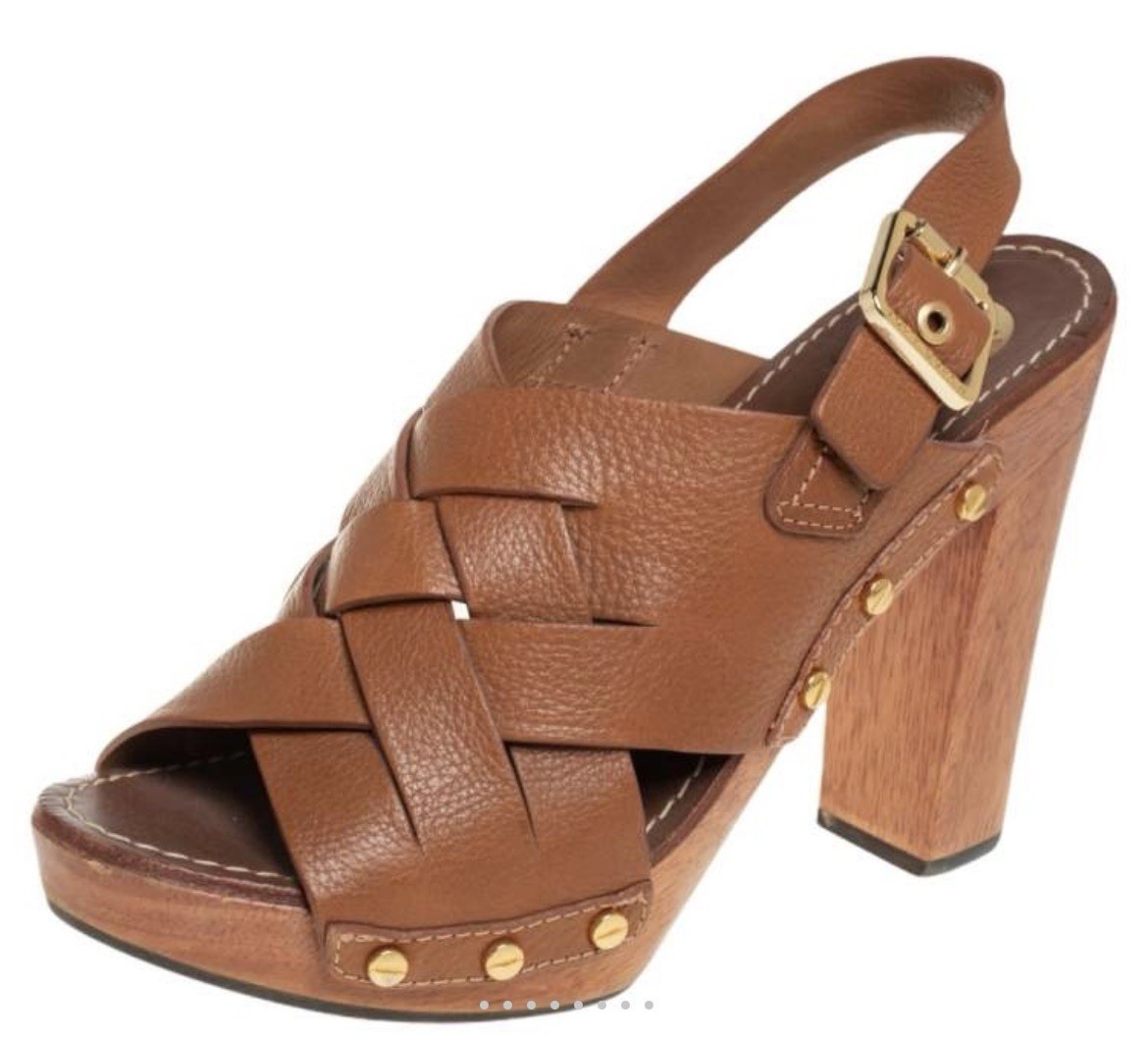 Tory Burch Jodie Tumbled Leather Platform sandals size 9.5