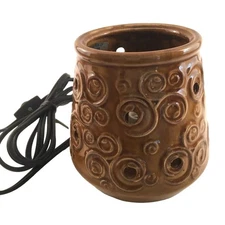 Vintage Scentsy Lamp Night Light W Retro 5" Brown with Swirl Pattern w/ Bulb