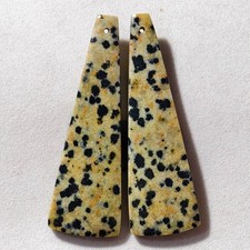 56 Cts Natural Dalmatian Jasper Drilled Pair Cabochon Gemstone 51.1 X 16.8 MM