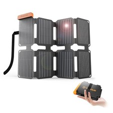 Ultra-Portable Solar Panel Charger with Quick Charge, USB-A  USB-C Ports, 25W