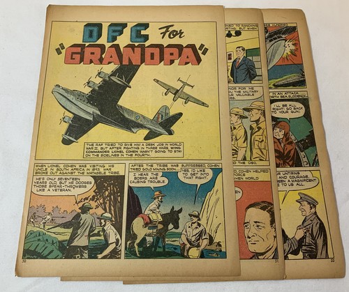 1946 four page cartoon story ~ aviator COMMANDER LIONEL COHEN ~ RAF