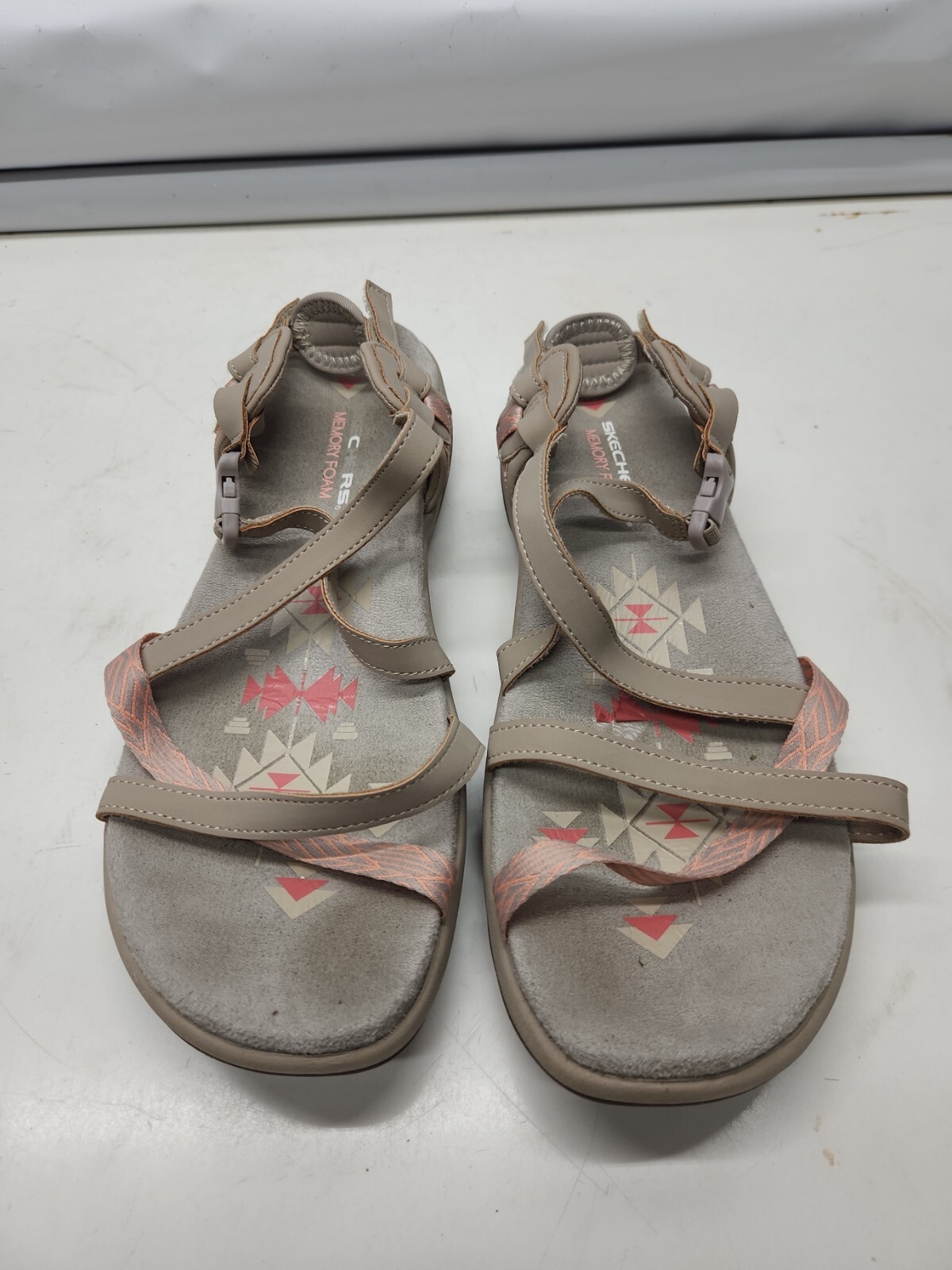 Skechers Women's Reggae Slim Staycation Taupe Sandals Size 10